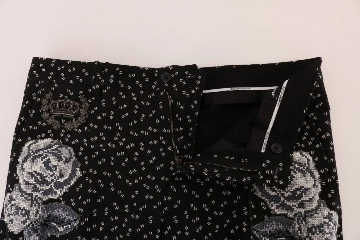 Black Wool SICILIAN WESTERN Print Pants