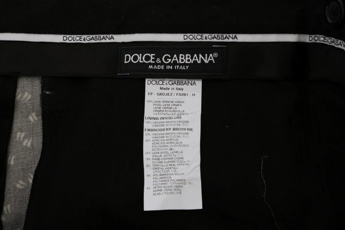 Black Wool SICILIAN WESTERN Print Pants