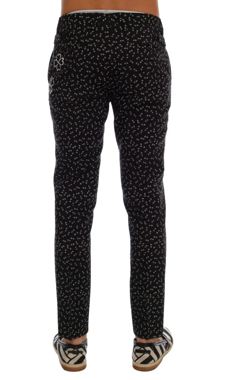 Black Wool SICILIAN WESTERN Print Pants