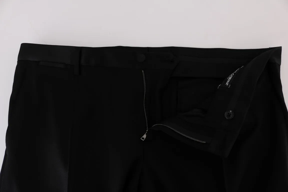 Black Wool Silk Tuxedo Pants