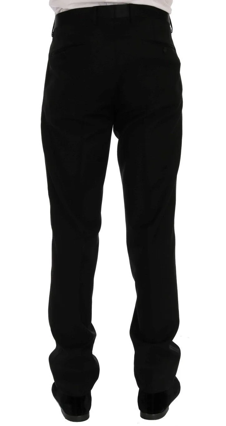 Black Wool Silk Tuxedo Pants