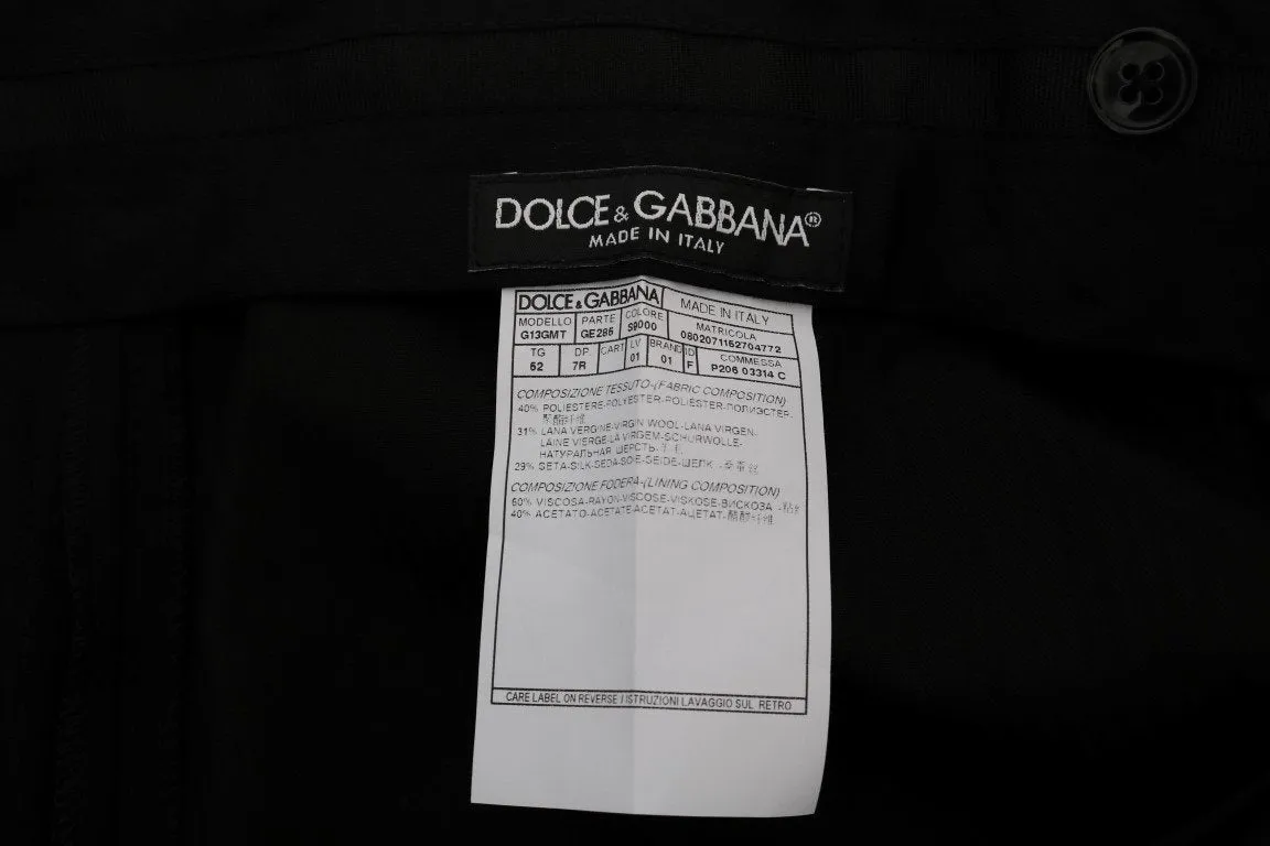 Black Wool Silk Tuxedo Pants