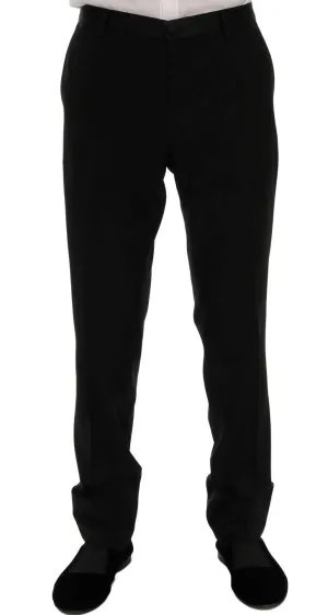 Black Wool Silk Tuxedo Pants