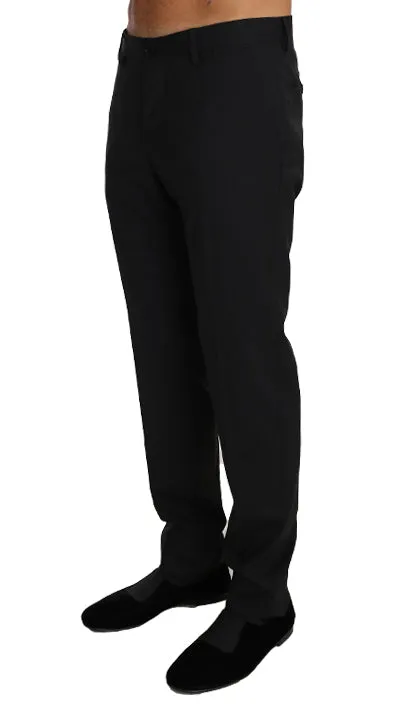 Black Wool Stretch Formal Trousers Pants
