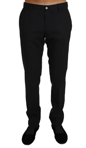 Black Wool Stretch Formal Trousers Pants