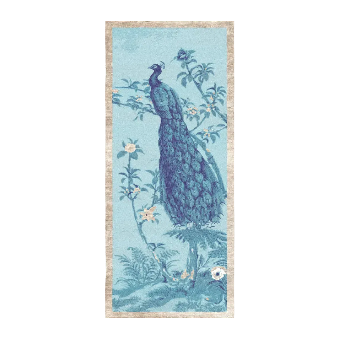 Blue Peacock Floral Hand Tufted Rug
