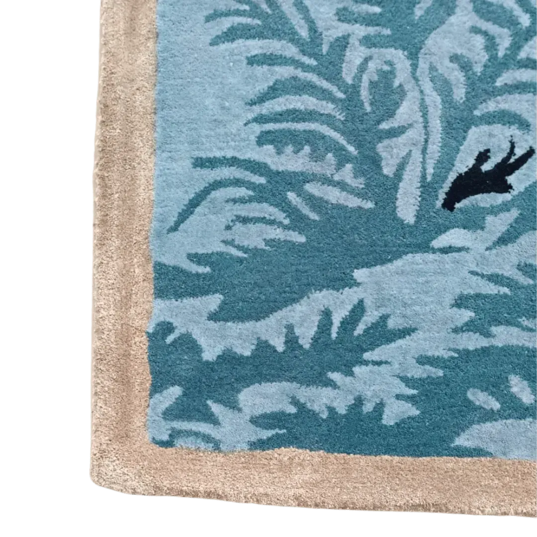 Blue Peacock Floral Hand Tufted Rug