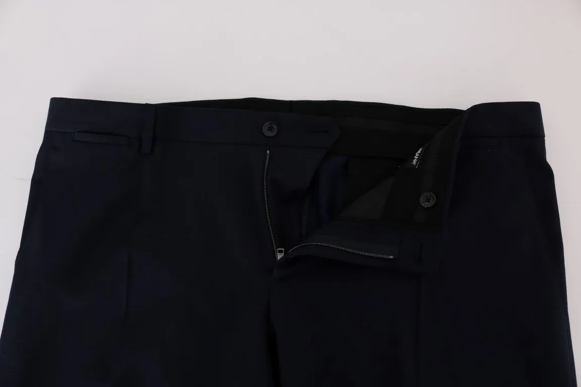 Blue Wool Formal Dress Pants