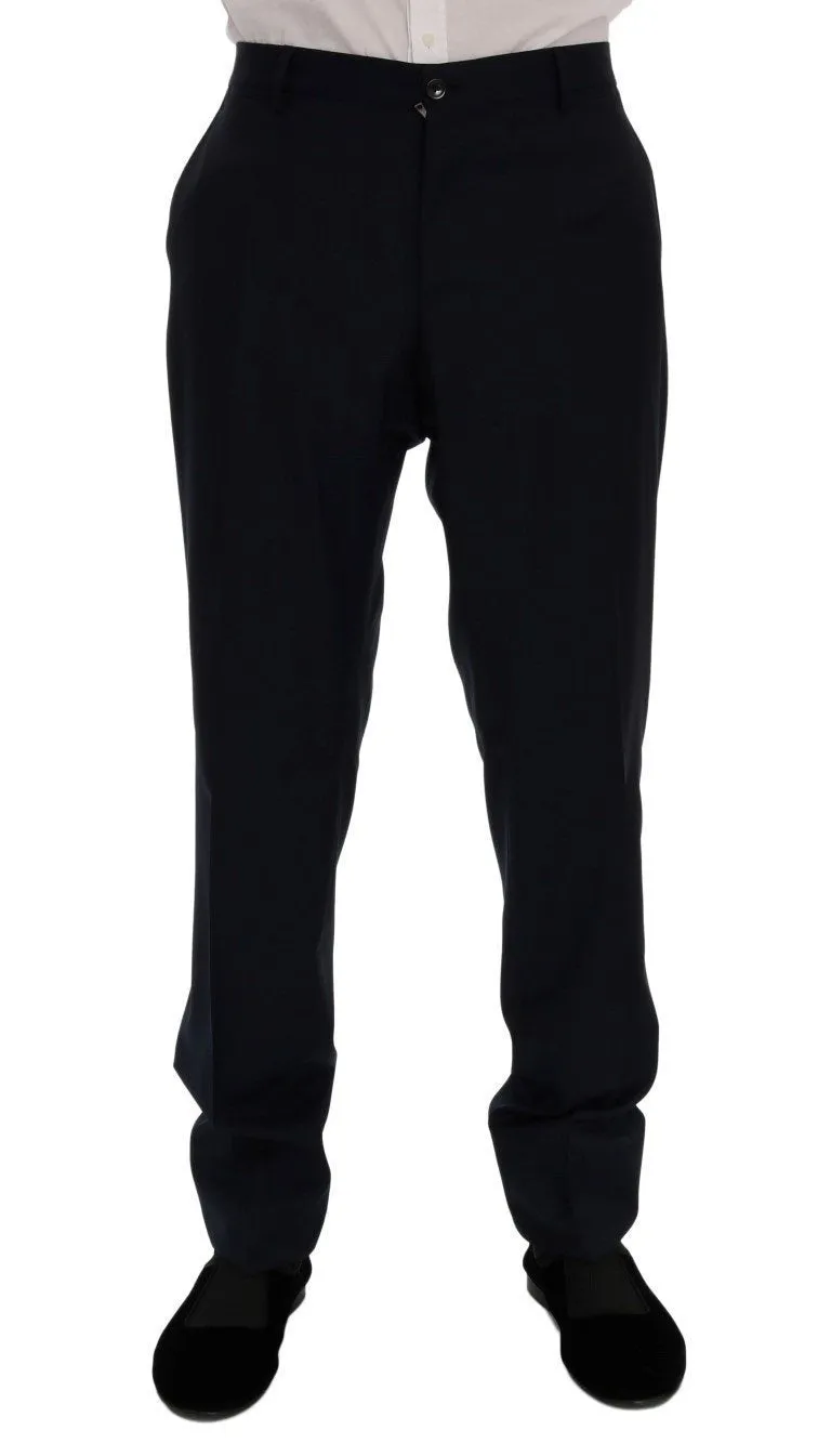Blue Wool Formal Dress Pants