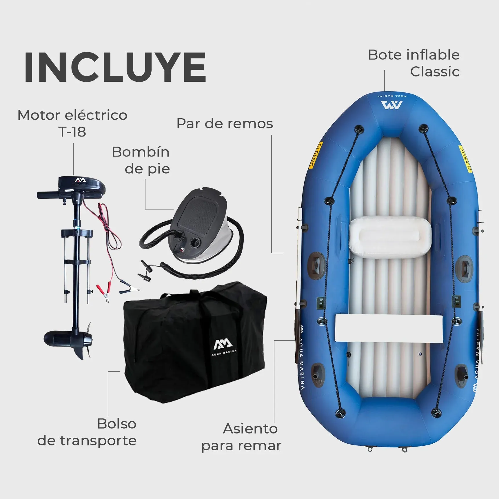 Bote Aqua Marina Classic con Motor Eléctrico
