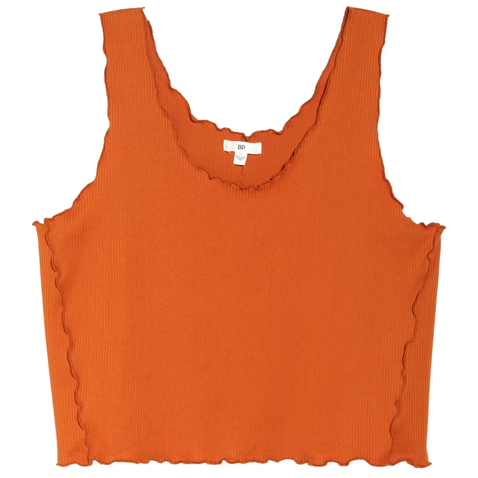 BP. Women's Cropped Lettuce Edge Rib Knit Tank Top