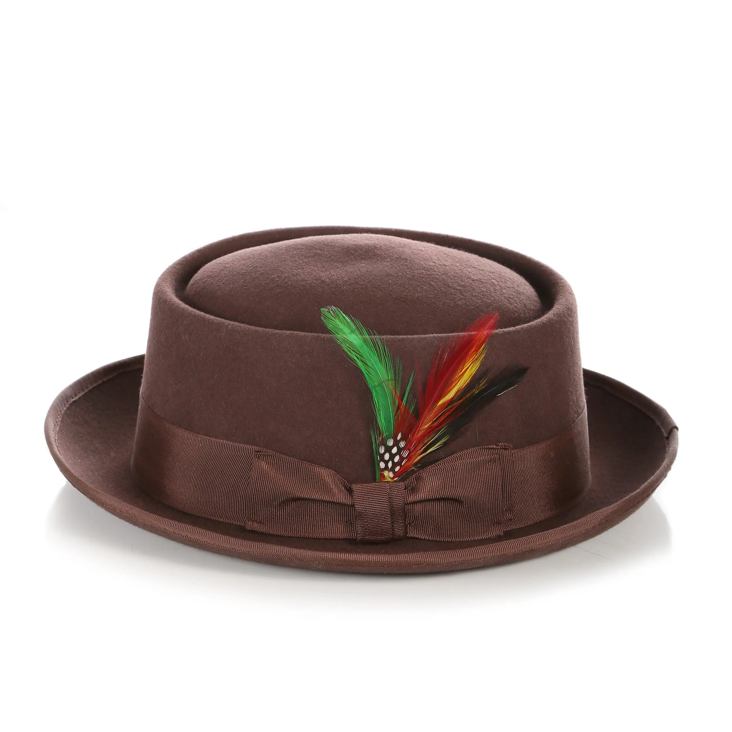 Brown Pork Pie Premium Wool Hat