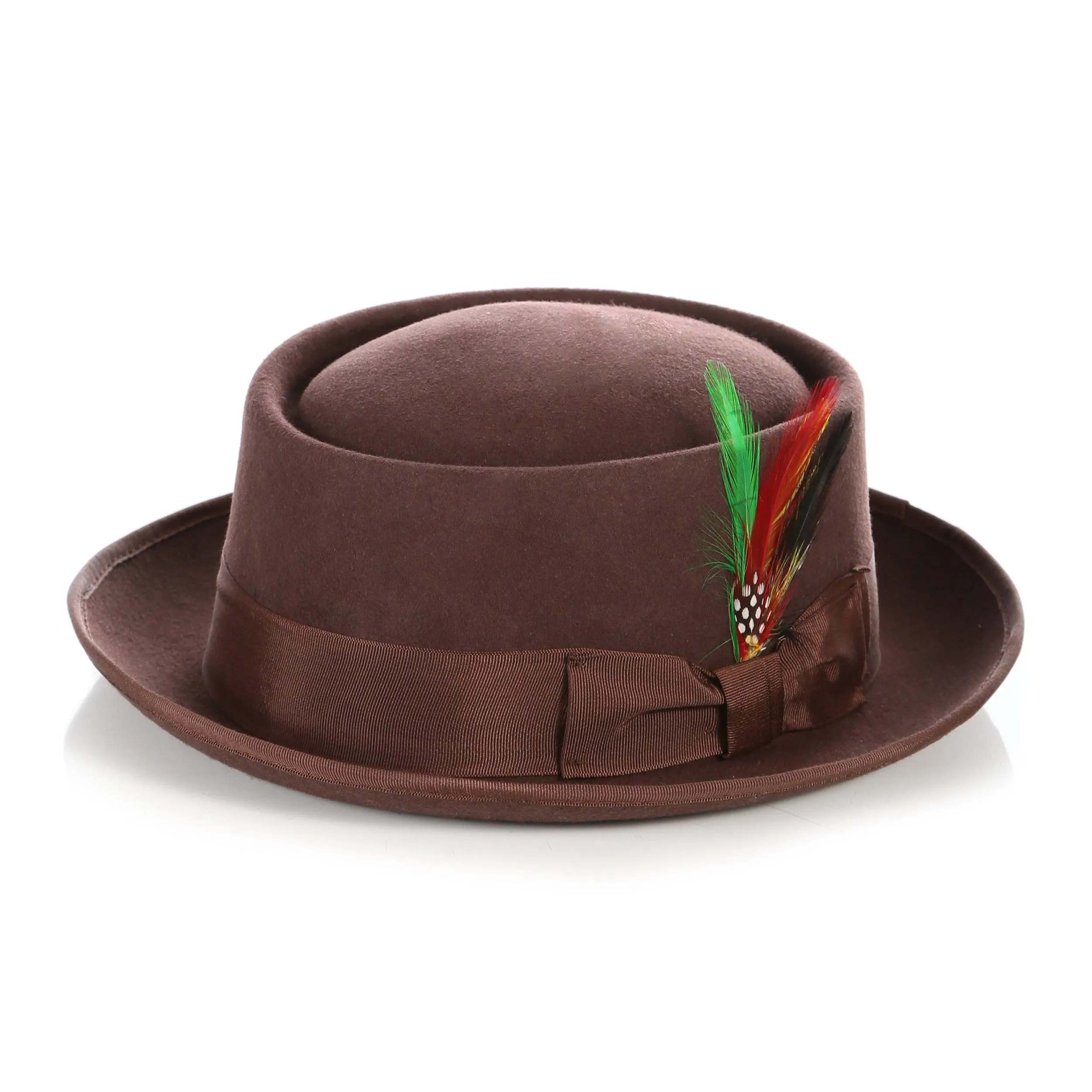 Brown Pork Pie Premium Wool Hat