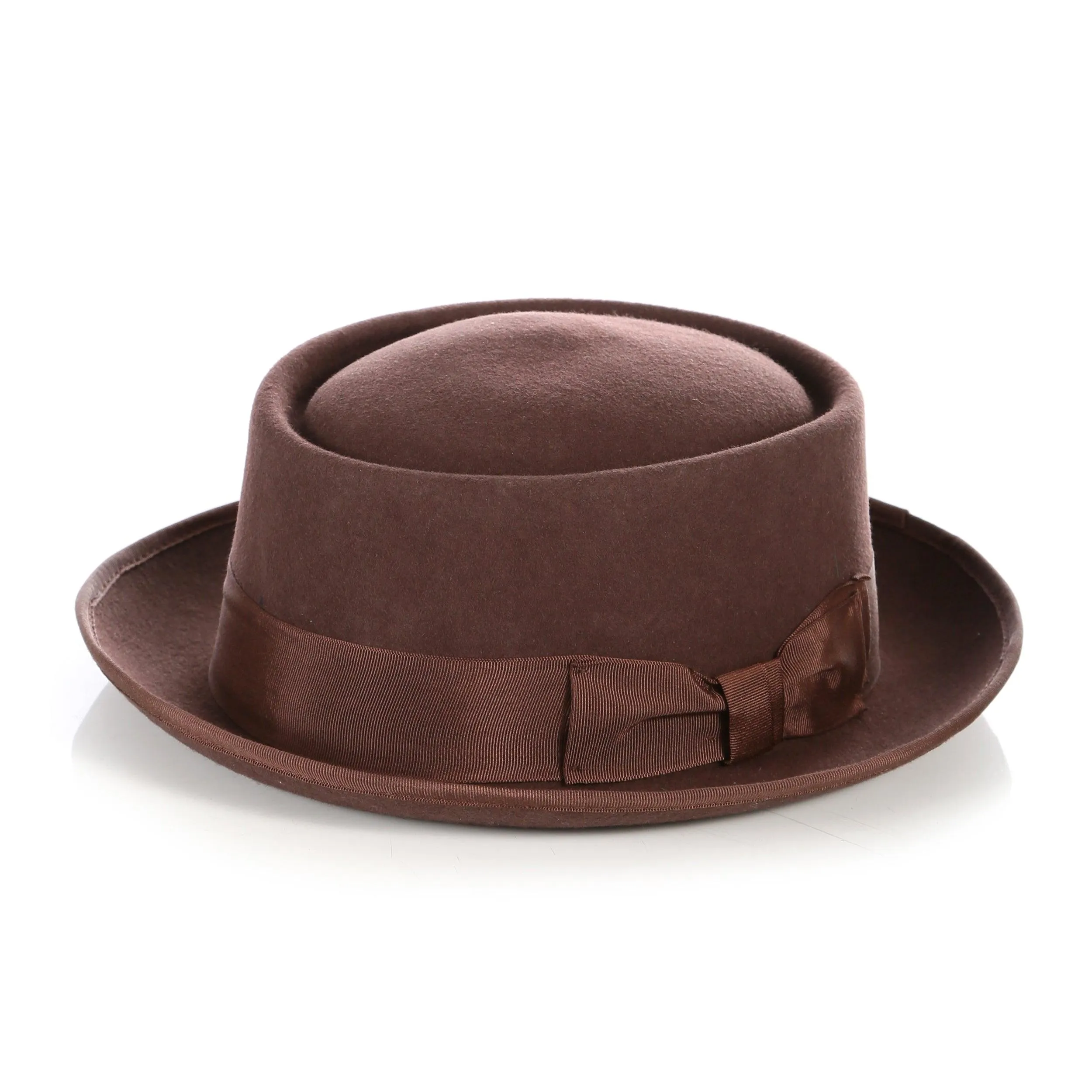 Brown Pork Pie Premium Wool Hat
