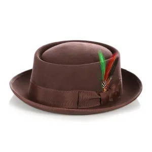 Brown Pork Pie Premium Wool Hat