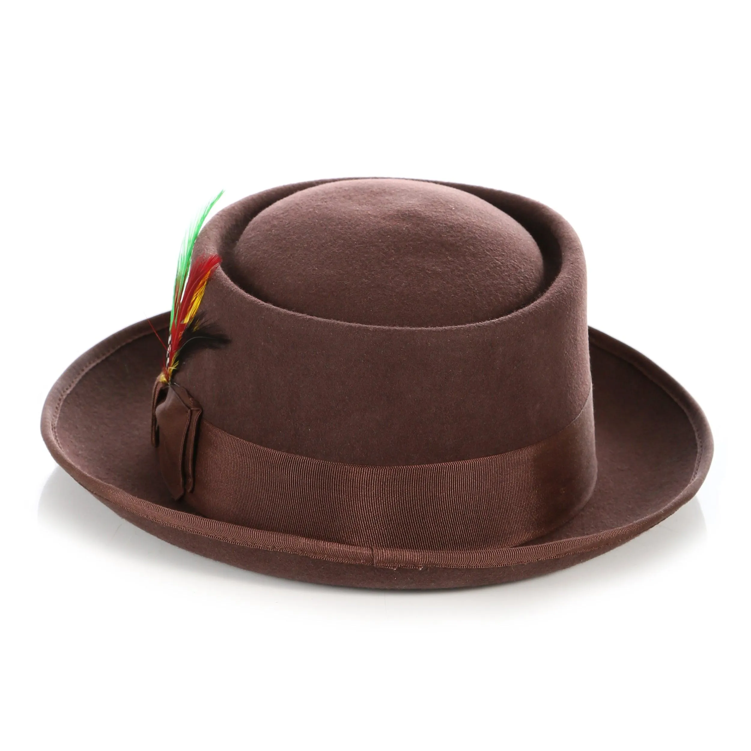 Brown Pork Pie Premium Wool Hat