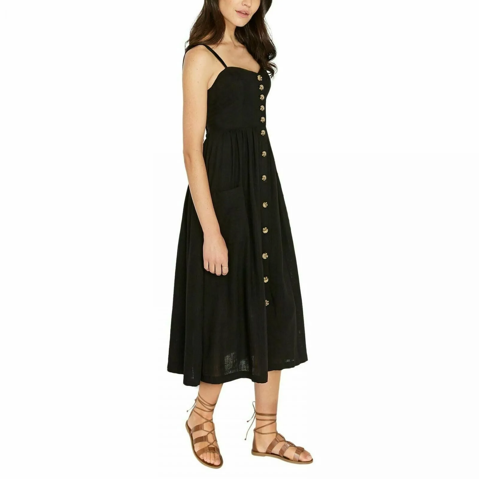 Buffalo Women's Button Front Shirred Back Midi Sundress