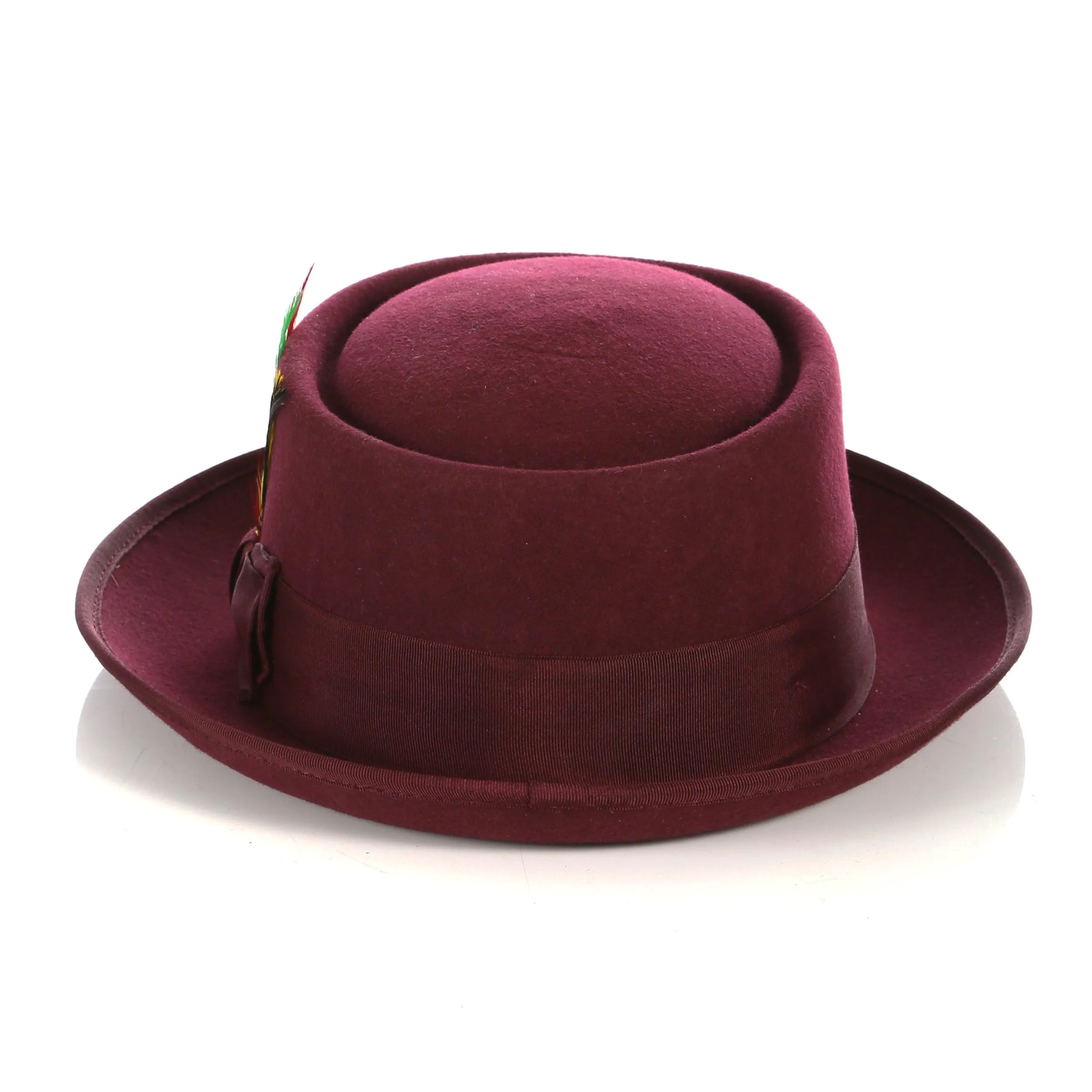 Burgundy Pork Pie Premium Wool Hat
