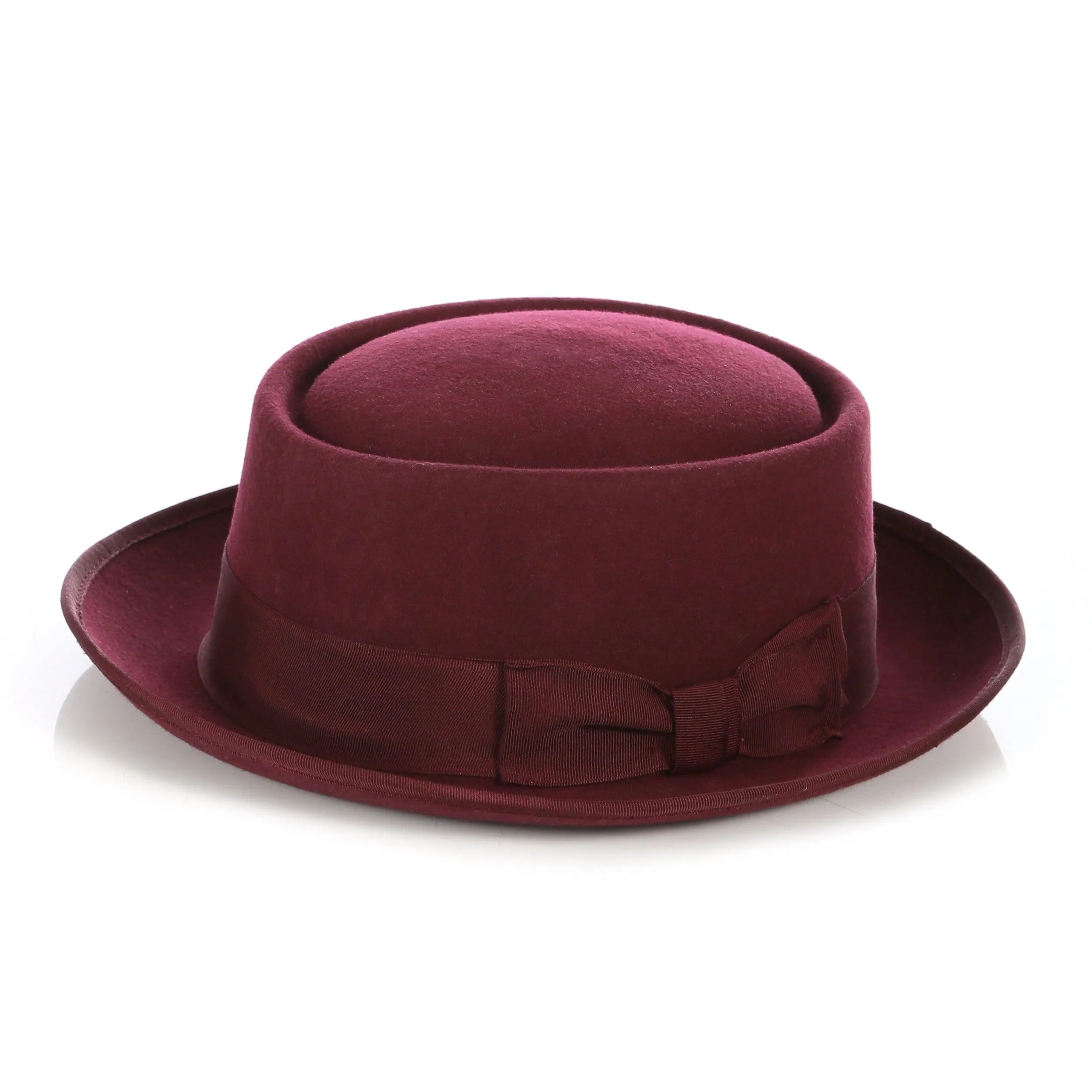 Burgundy Pork Pie Premium Wool Hat