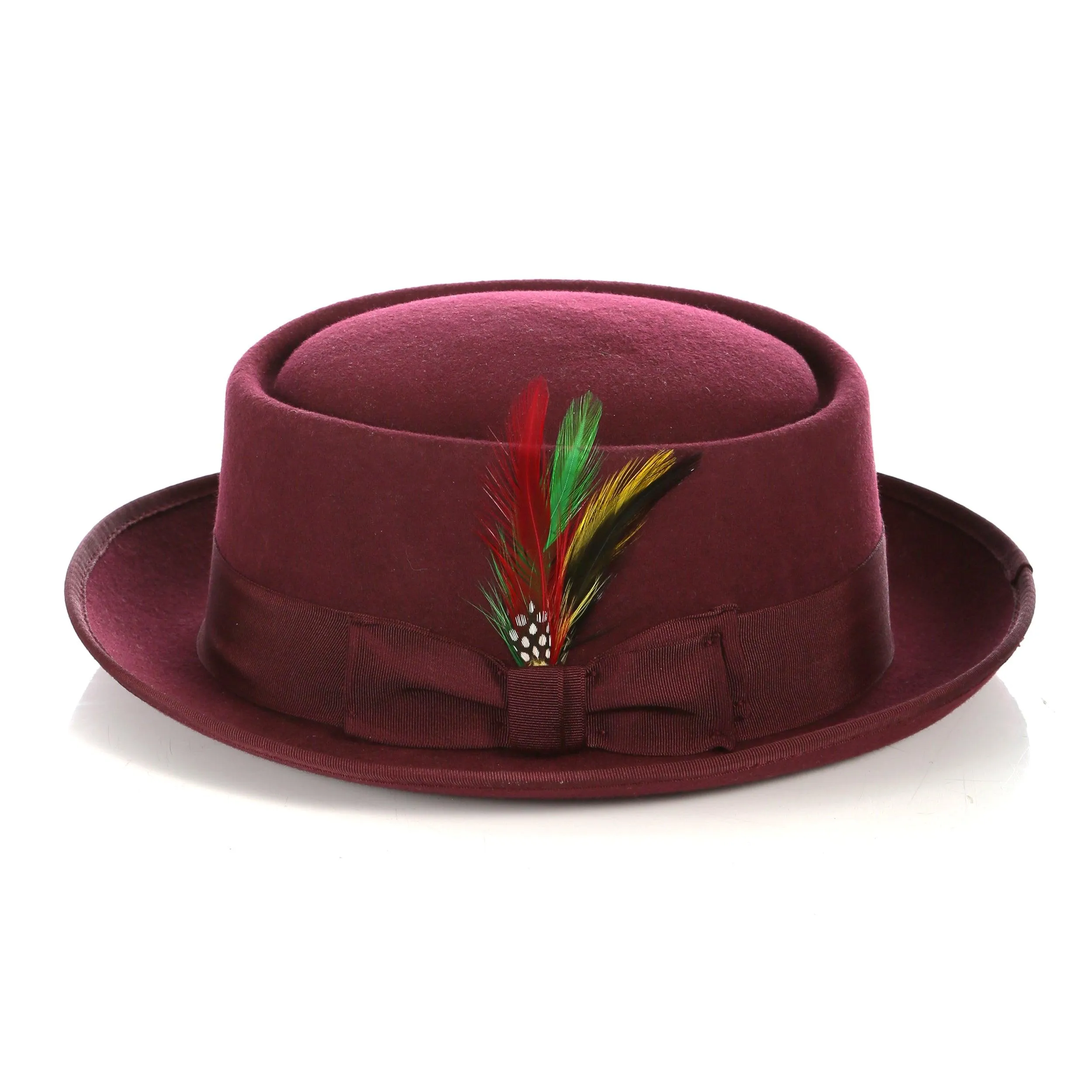 Burgundy Pork Pie Premium Wool Hat