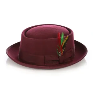 Burgundy Pork Pie Premium Wool Hat