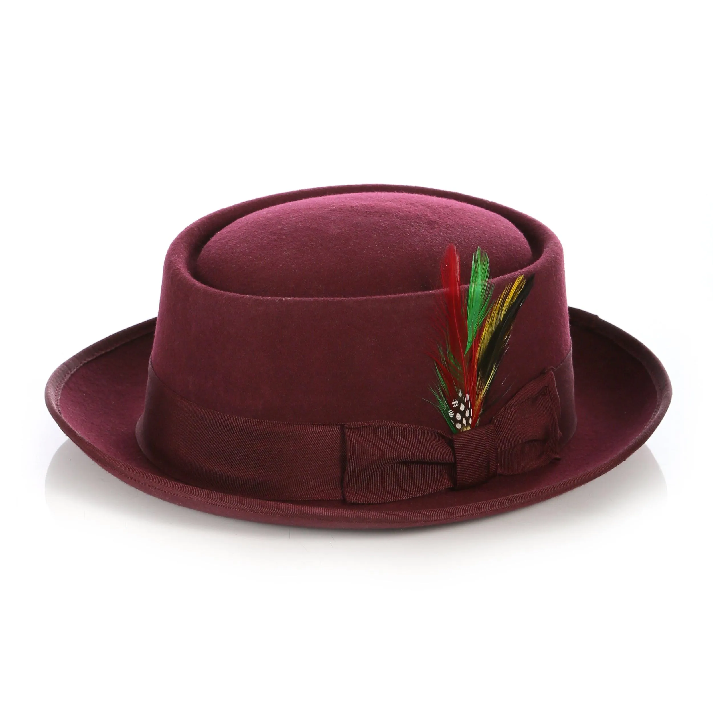 Burgundy Pork Pie Premium Wool Hat