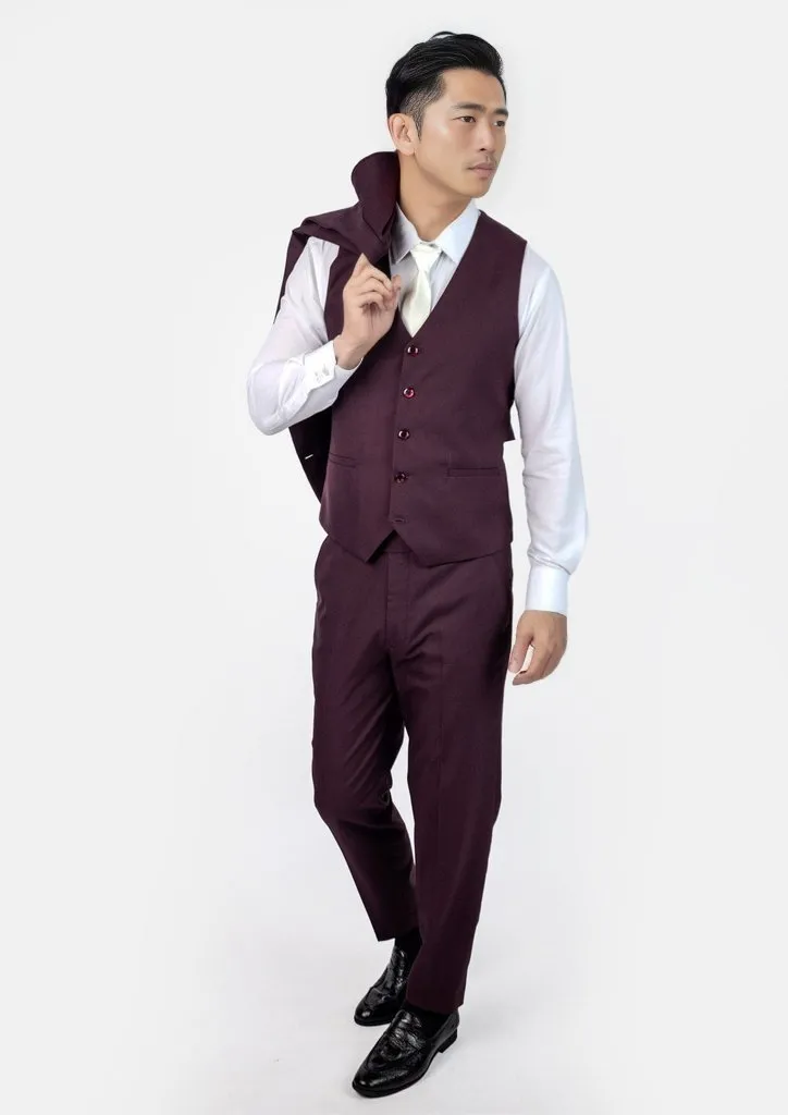 Burgundy Sharkskin Vest