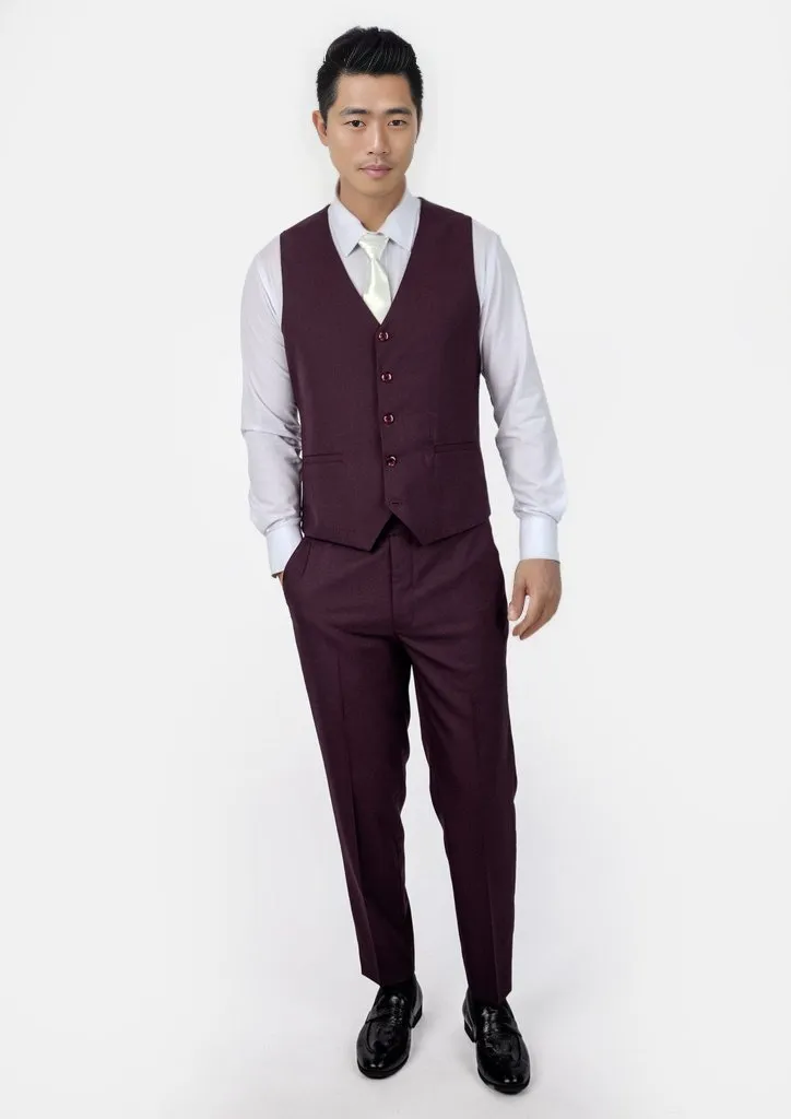 Burgundy Sharkskin Vest