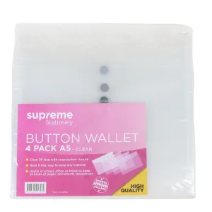 Button Wallet - 4 Pack Clear - A5