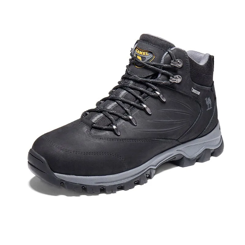 CAMEL Outdoor Sports High-Top Chaussures de randonnée en cuir pour hommes Imperméable Antidérapant Respirant Bottes de trekking d'escalade
