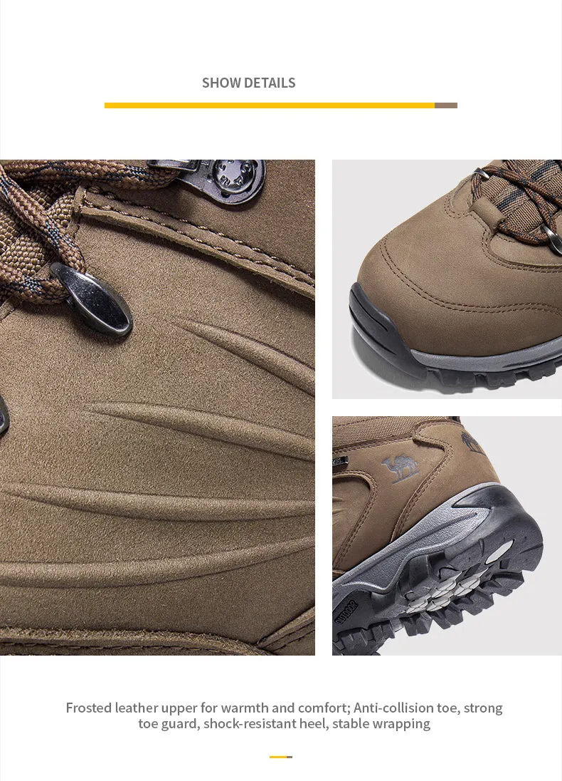 CAMEL Outdoor Sports High-Top Chaussures de randonnée en cuir pour hommes Imperméable Antidérapant Respirant Bottes de trekking d'escalade