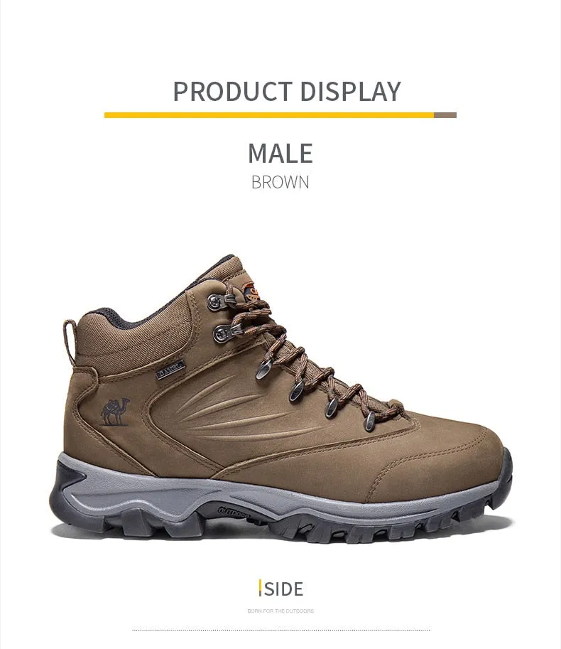 CAMEL Outdoor Sports High-Top Chaussures de randonnée en cuir pour hommes Imperméable Antidérapant Respirant Bottes de trekking d'escalade