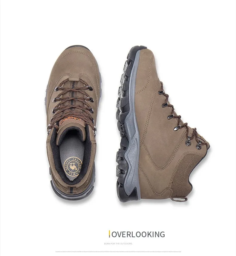 CAMEL Outdoor Sports High-Top Chaussures de randonnée en cuir pour hommes Imperméable Antidérapant Respirant Bottes de trekking d'escalade