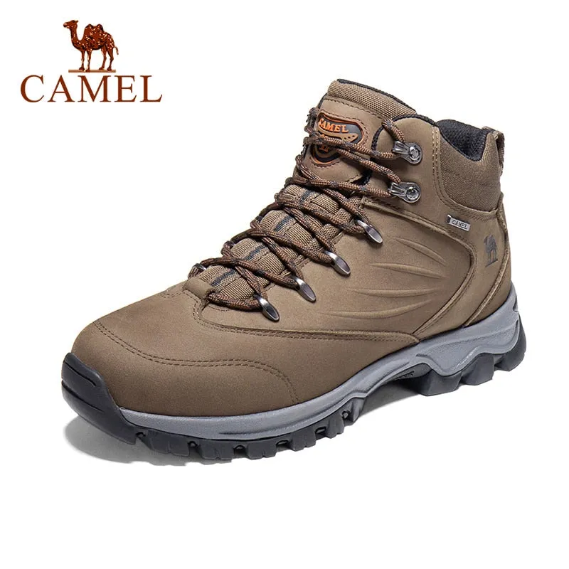 CAMEL Outdoor Sports High-Top Chaussures de randonnée en cuir pour hommes Imperméable Antidérapant Respirant Bottes de trekking d'escalade