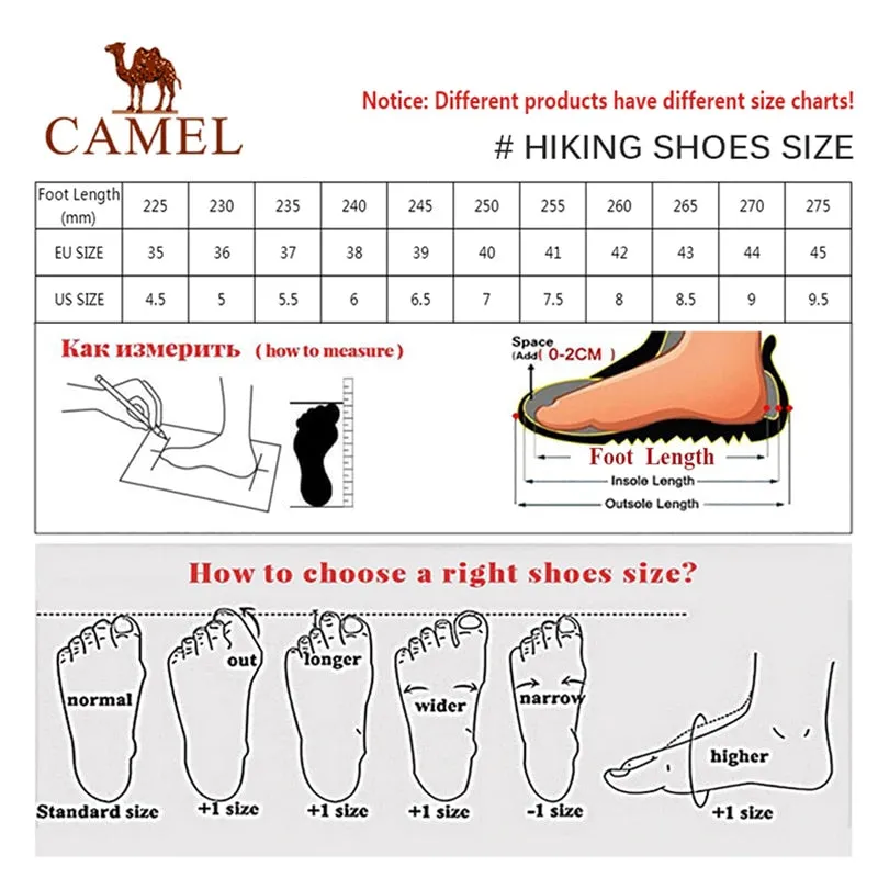 CAMEL Outdoor Sports High-Top Chaussures de randonnée en cuir pour hommes Imperméable Antidérapant Respirant Bottes de trekking d'escalade