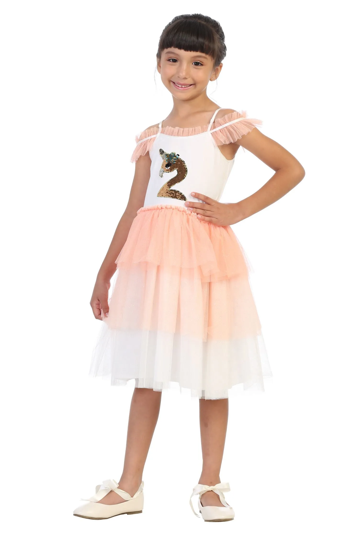 CH-T-102-Flamingo-corn Flip Sequin Tutu Dress
