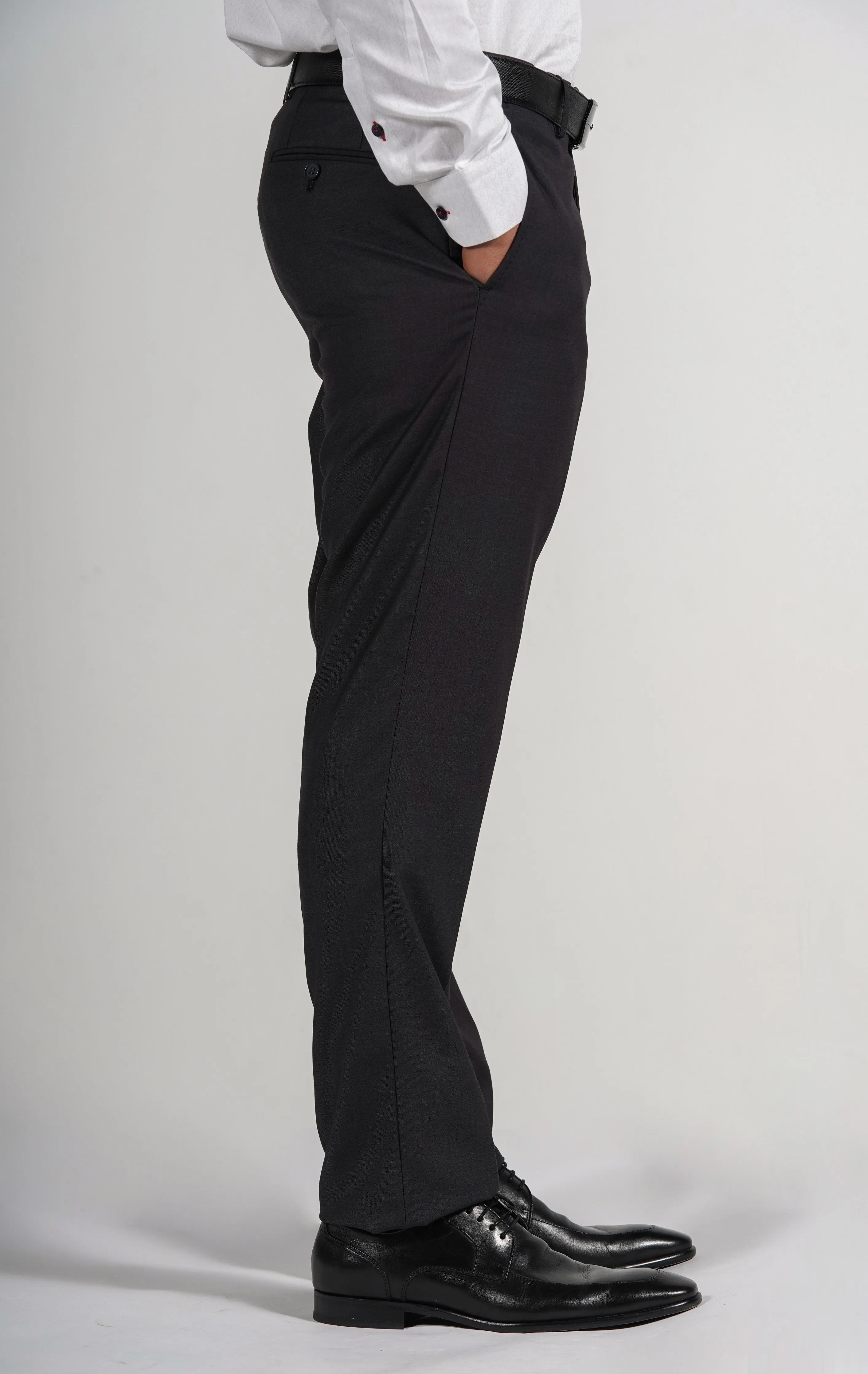 Charcoal Wool Blend Dress Pants
