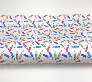 Colored Pencils on Graph Paper Faux Leather Sheets USDR