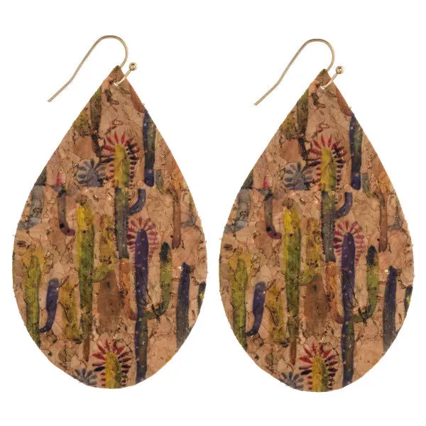 Cork cactus printed Earrings