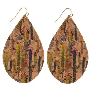 Cork cactus printed Earrings