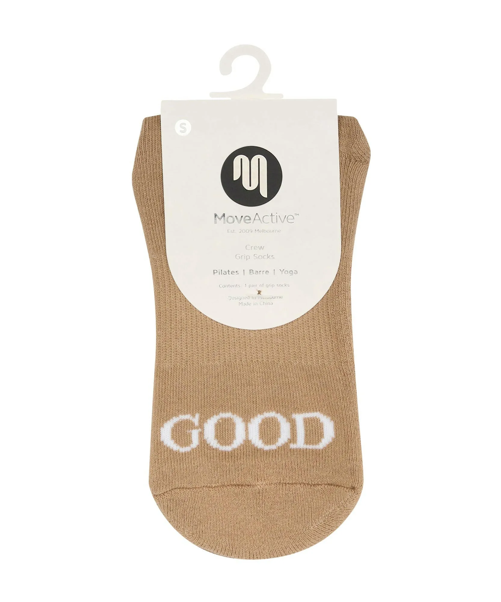 Crew Non Slip Grip Socks - Good Day Beige