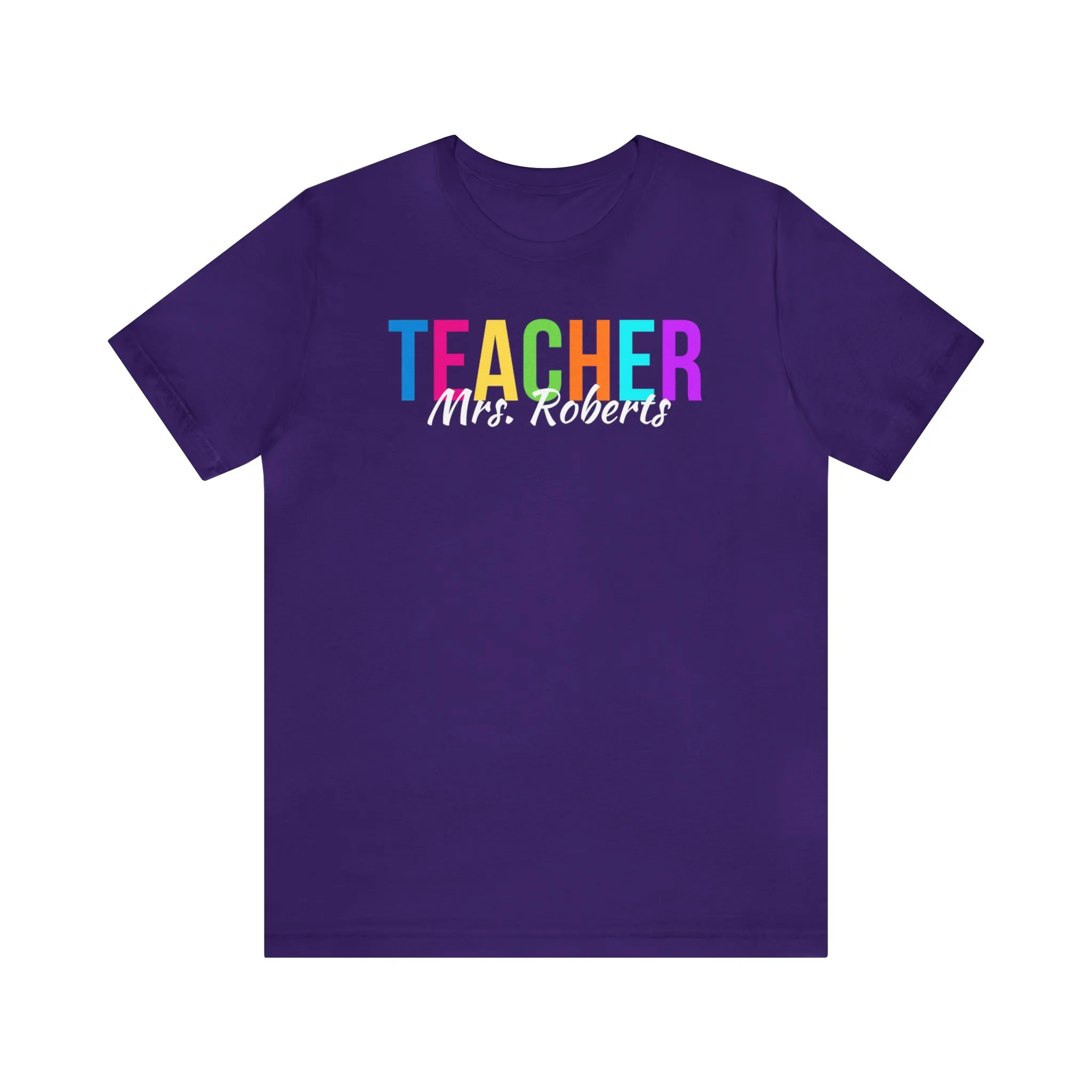 CUSTOM Multicolored Teacher Personalized T-Shirt | Teacher's School Tee |  Bella Canvas 3001 Unisex | School Short Sleeve Tshirt