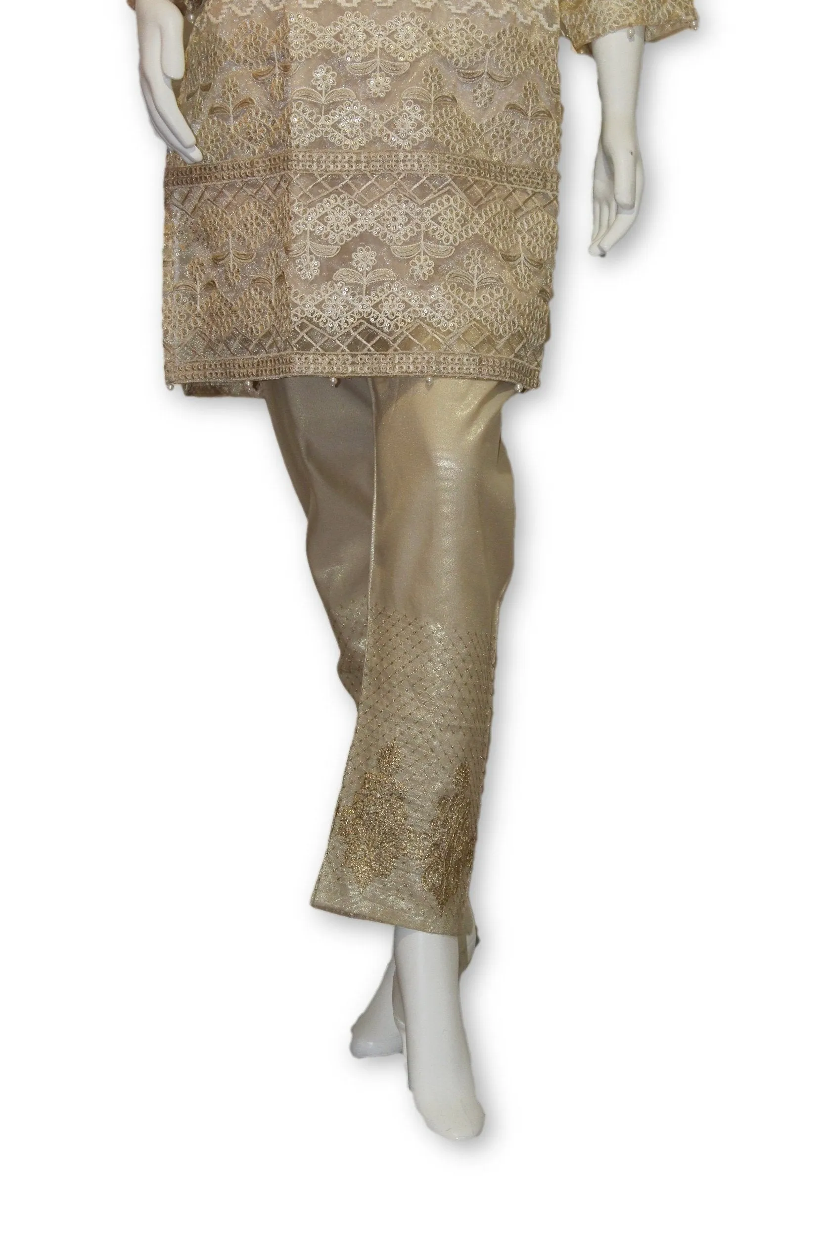 D19 Pakistani Indian Women Embroidered Organza Formal Dress