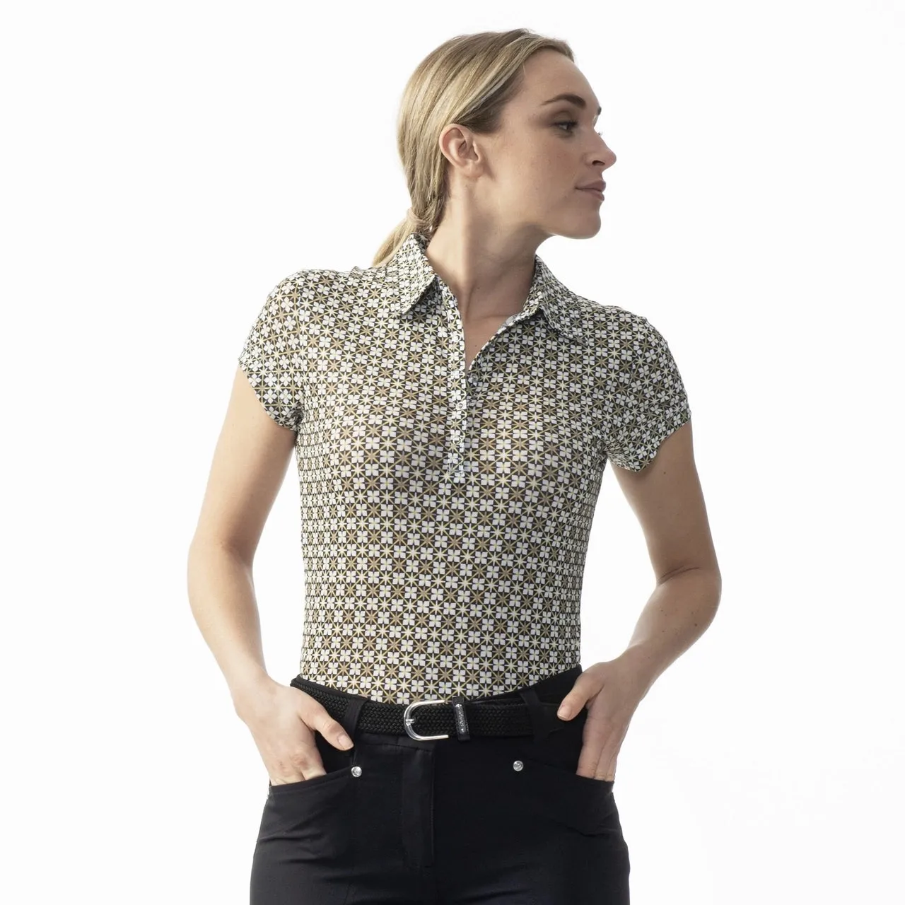 Daily Sports Womens Orion Sandy Beige Mesh Polo Shirt - ORION