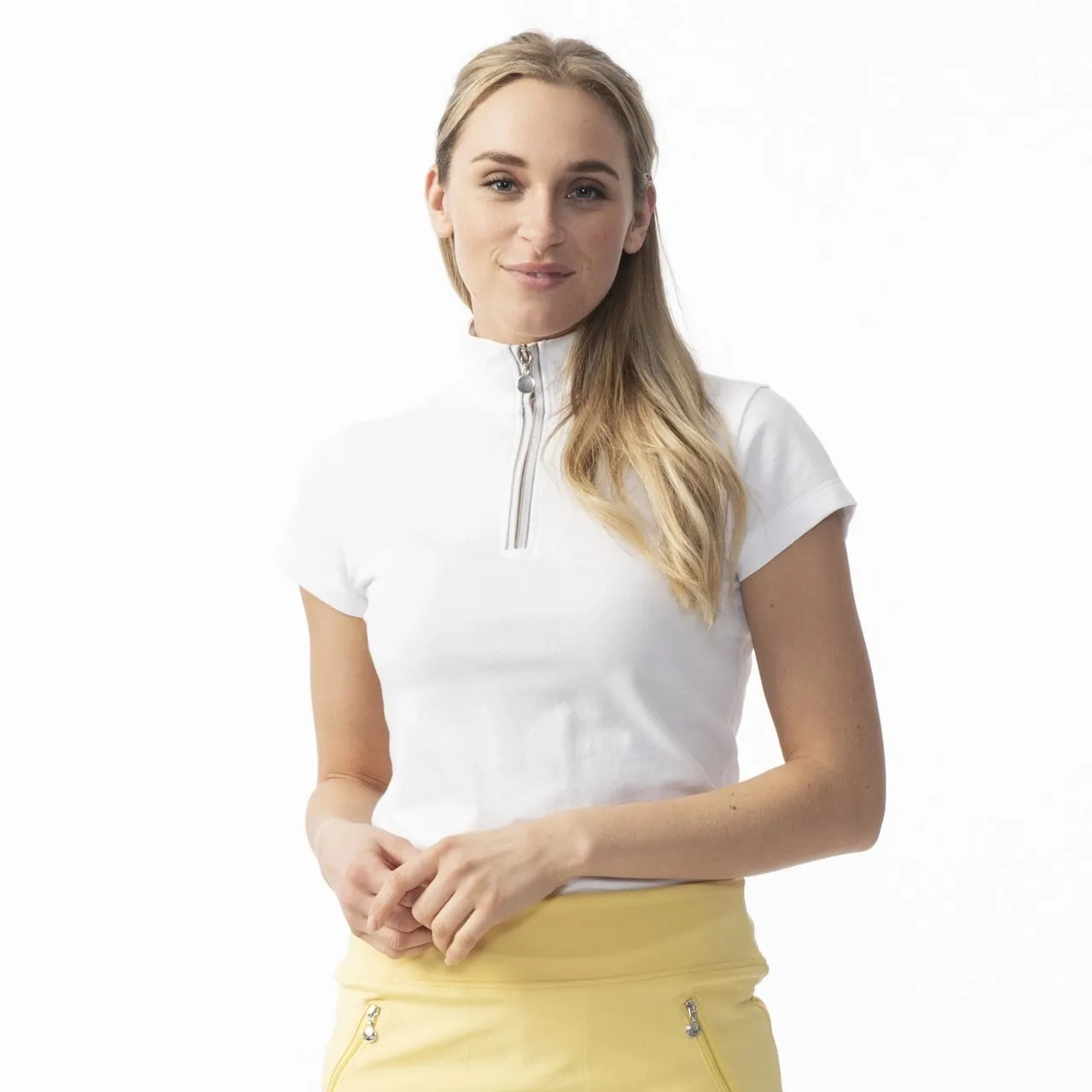 Daily Sports WomensKim White Cap Sleeve Polo Shirt - WHITE