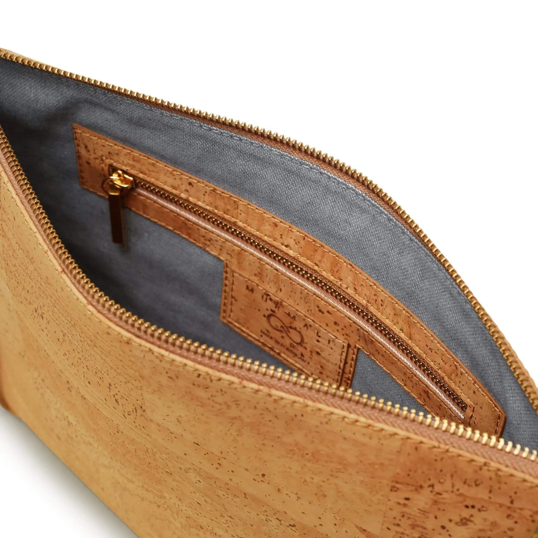 Delta Handcrafted Cork Vegan Large Clutch Pouch | Natural