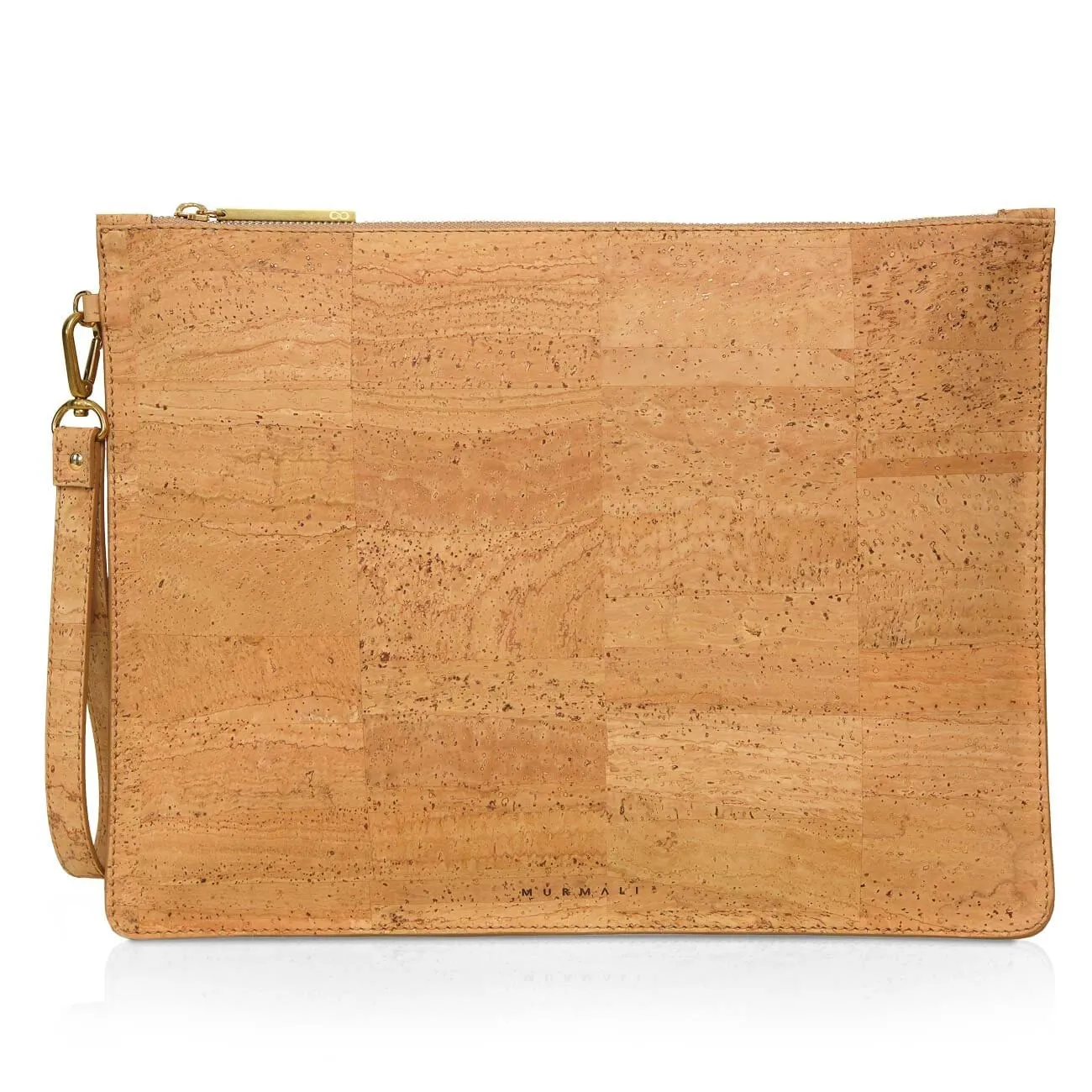 Delta Handcrafted Cork Vegan Large Clutch Pouch | Natural
