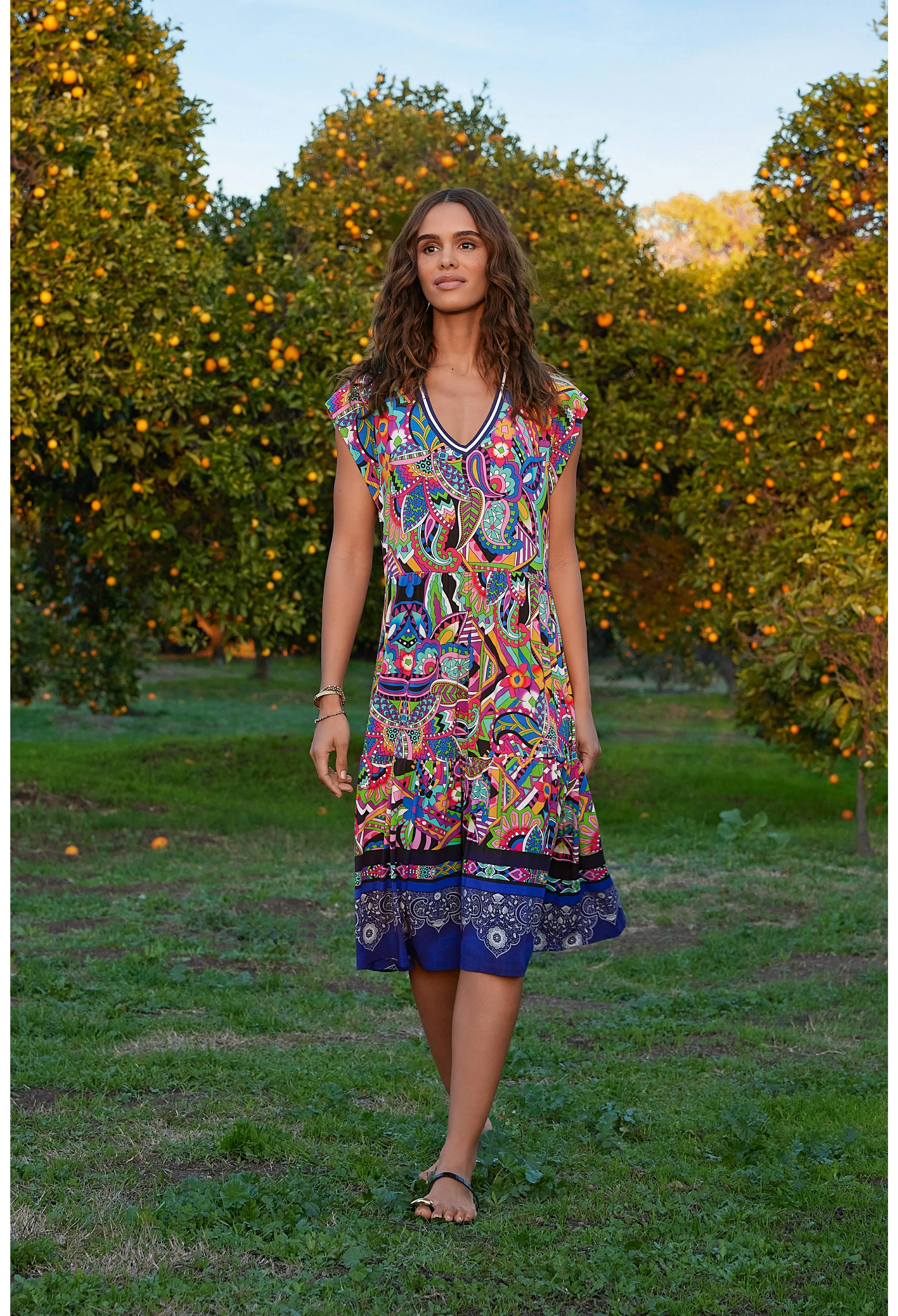 Demarne Tiered Tea Length Dress