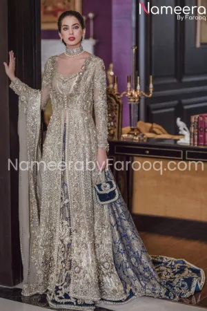Designer Grey Embroidered Walima bridal Dresses #BN189