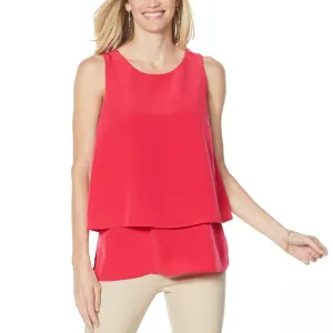 DG2 By Diane Gilman Plus Size Mixed Media Easy Tank Top Blouse